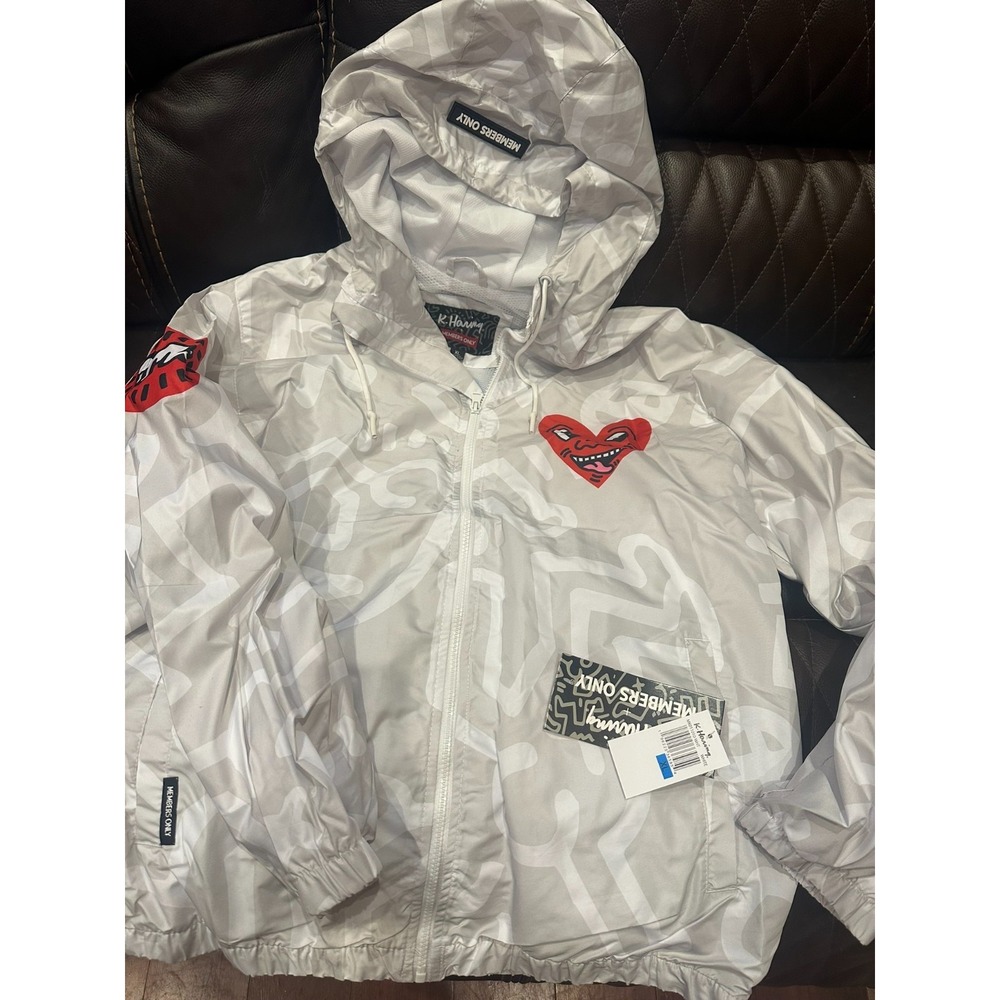 Members Only Keith Haring Windbreaker Jacket Mens Size M Multicolor Art Zip New